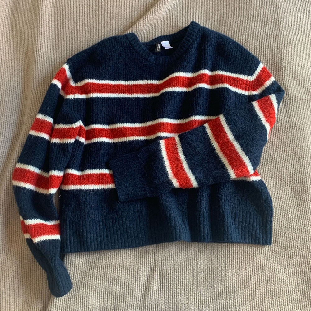 Divided striped sweater